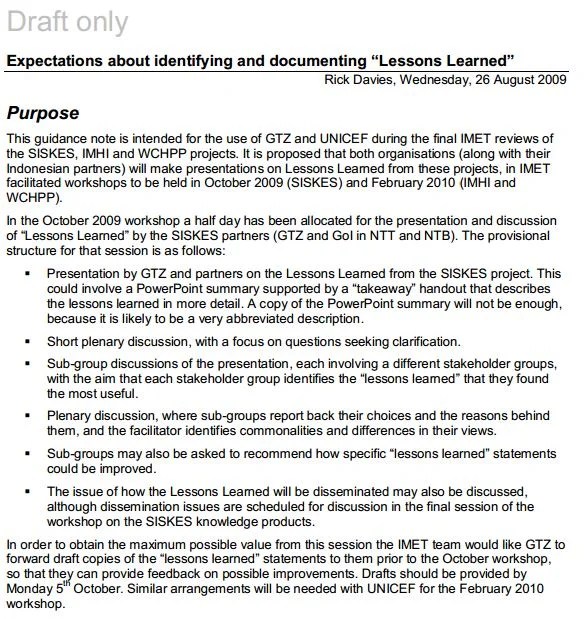 Lessons Learnt Better Evaluation