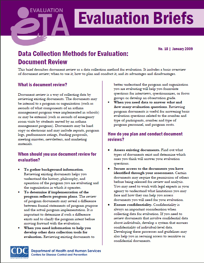 Existing documents and data Better Evaluation