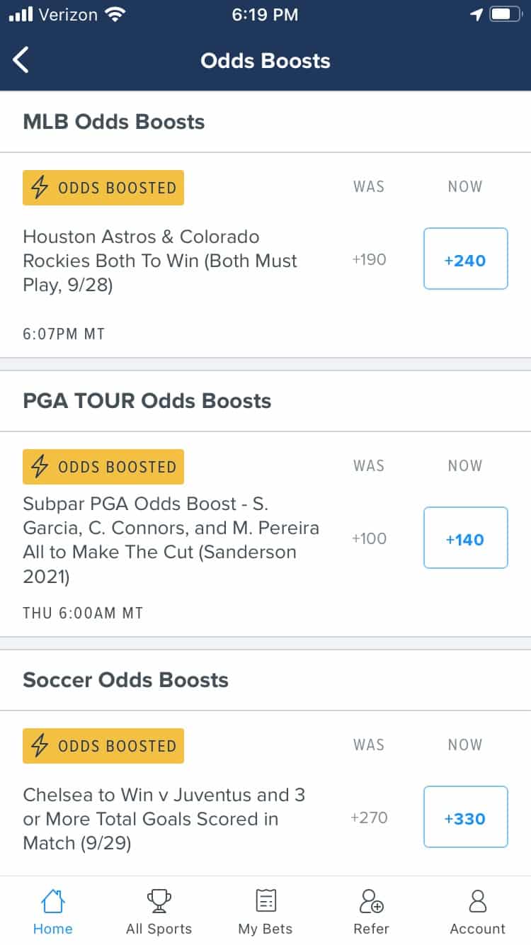 Sports Betting Odds Boosts Boosted Odds Promotions