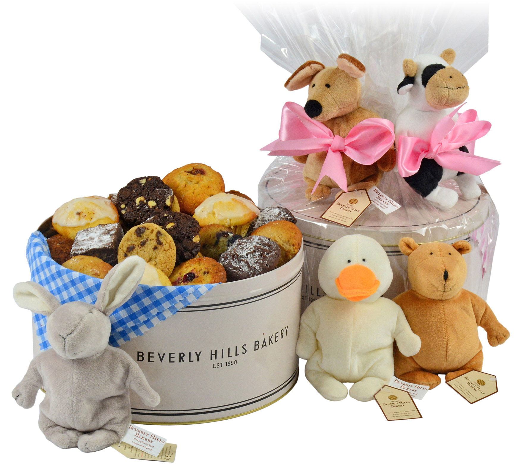 Baby gift delivery London New baby gift tins by Beverly Hills Bakery