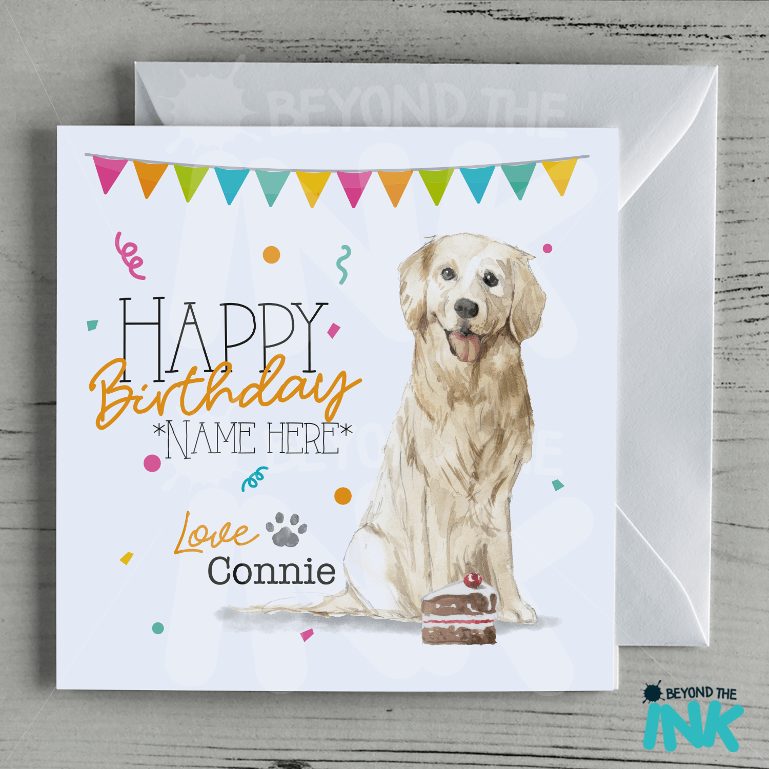 Personalised Golden Retriever Birthday Card From The Dog Beyond The Ink