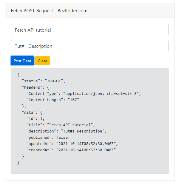 Javascript Fetch example Get/Post/Put/Delete BezKoder