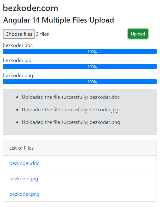Angular 14 + Node.js Express File Upload example BezKoder