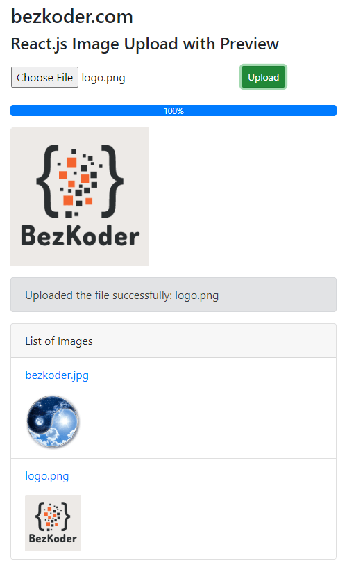 React.js Image Upload with Preview (Functional Component) BezKoder