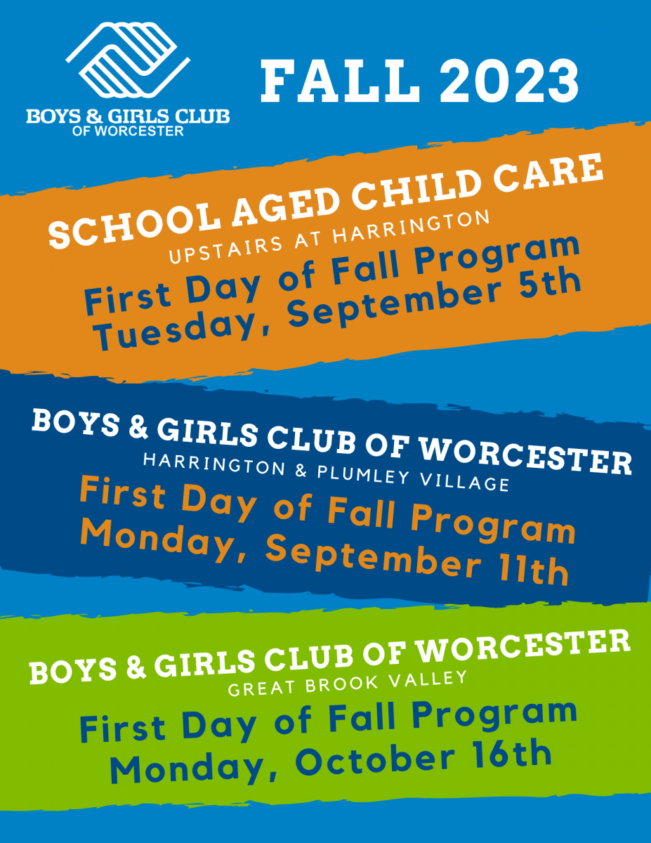 Fall Dates 2023 Boys & Girls Club of Worcester