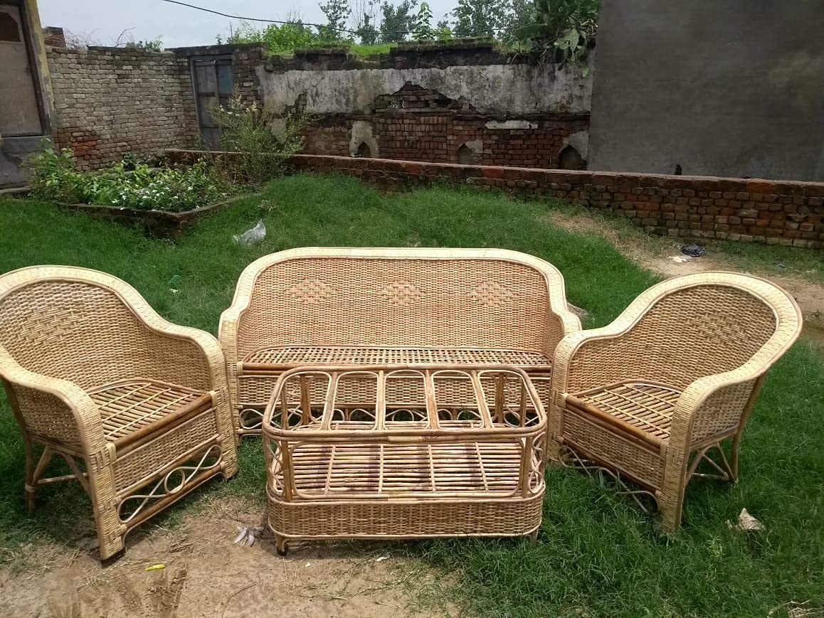 Cane Sofa Set with Table (Type 3 Sitter + 2 No. Single Chair + 1