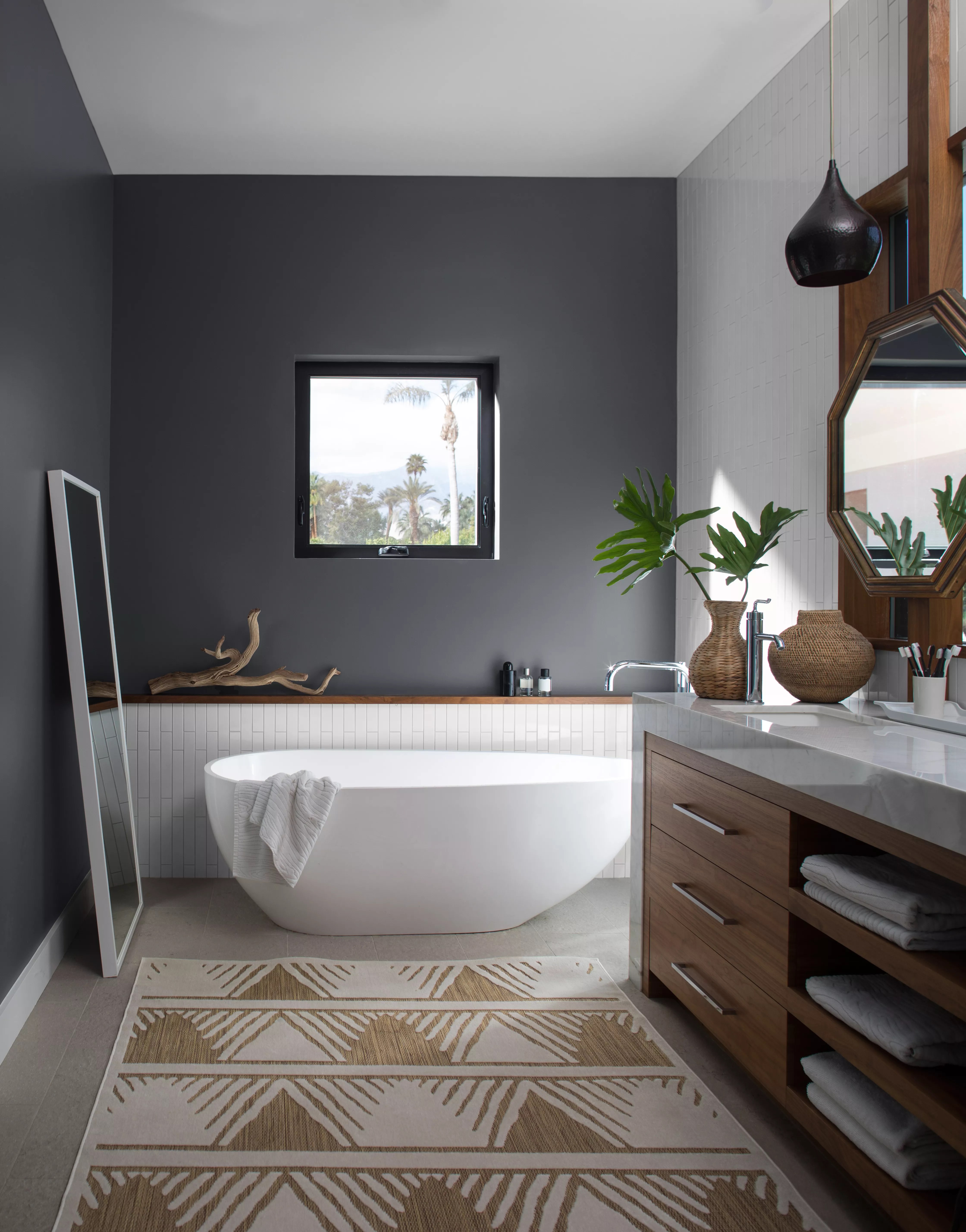 charcoal paint color on bathroom wall