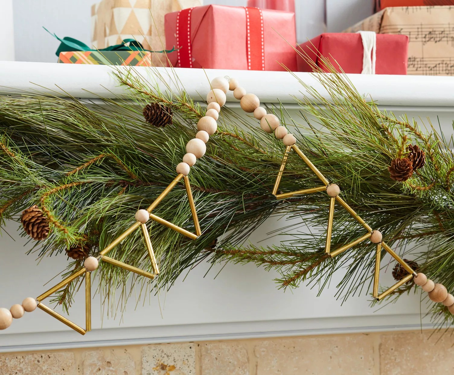 Geometric Wood Bead Garland
