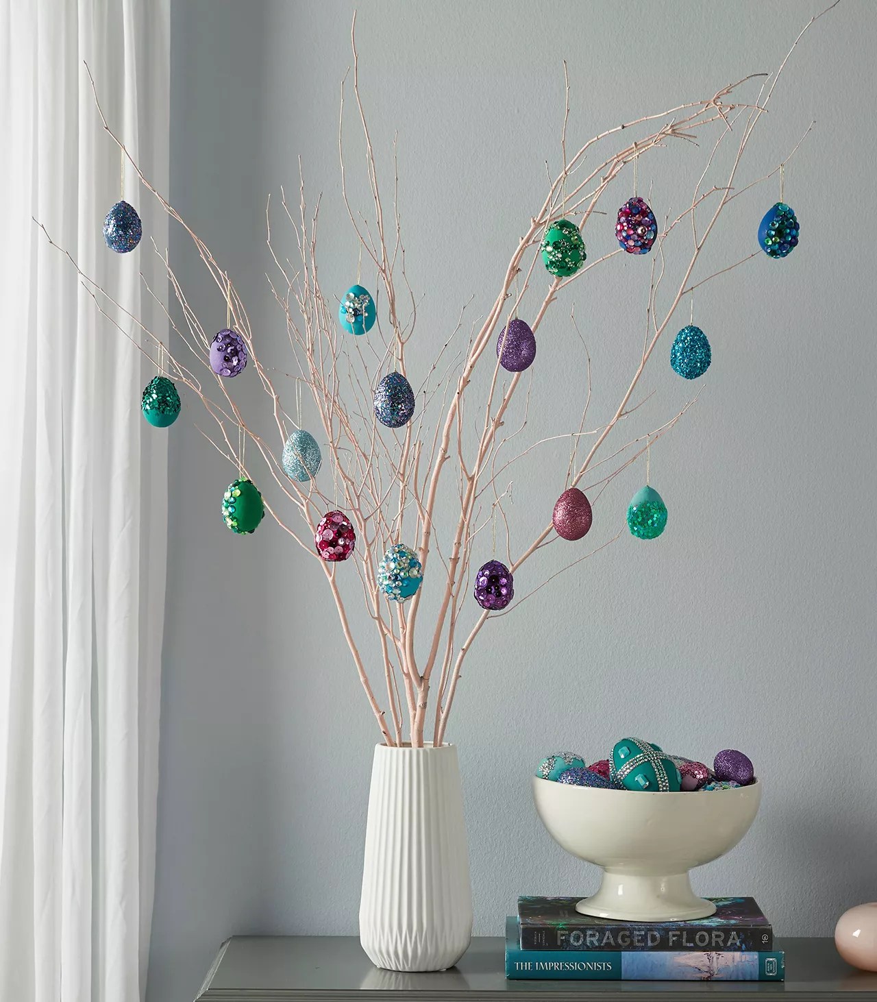 easter tree with decorated eggs