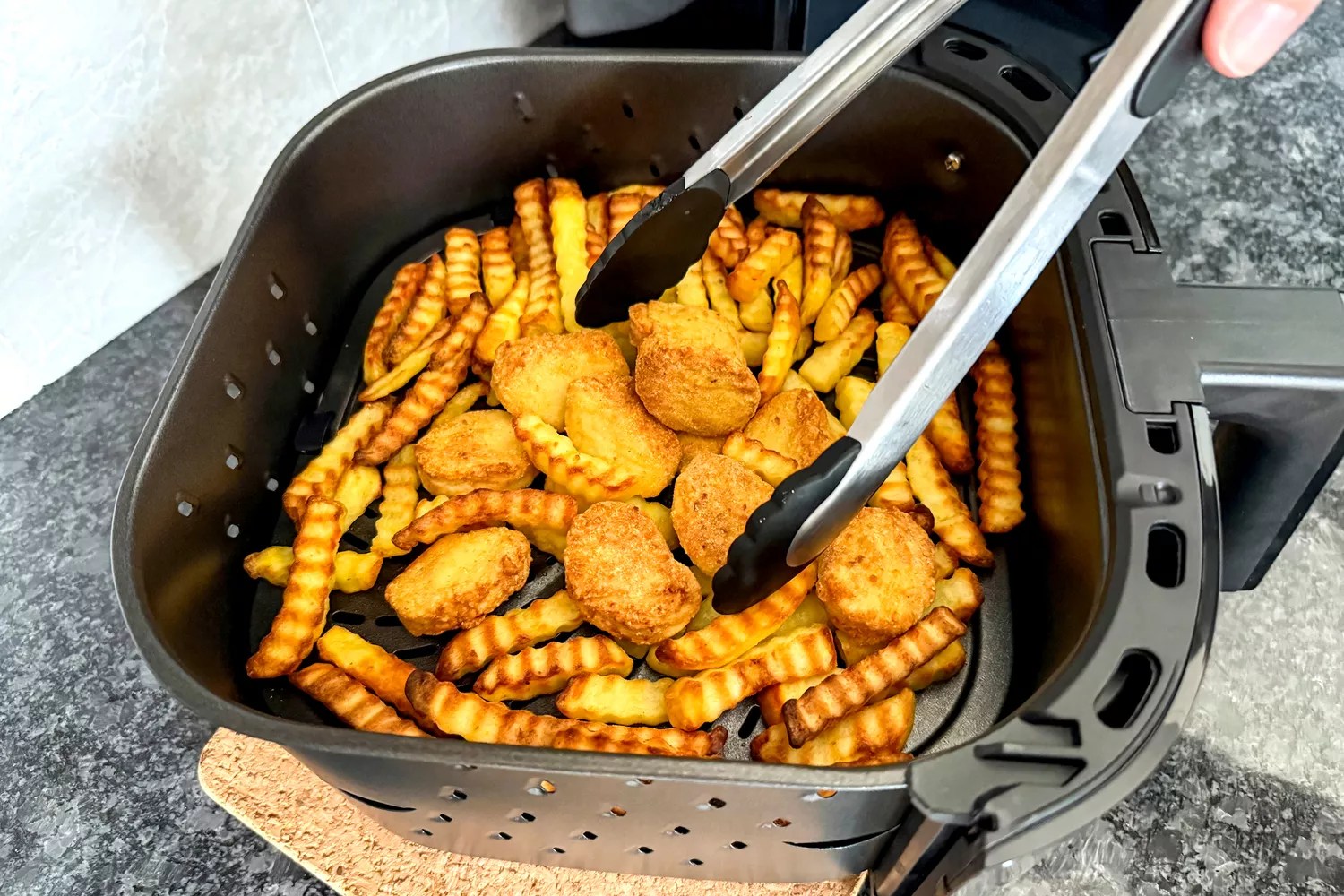 Fries and nuggets cooked in the PowerXL Vortex Pro Air Fryer