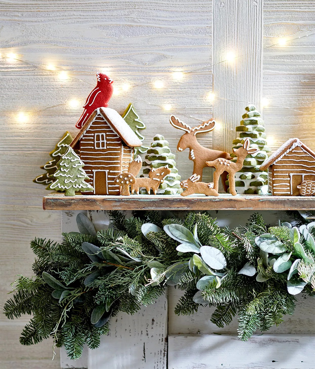 gingerbread forest cookie woodland scene on tabletop