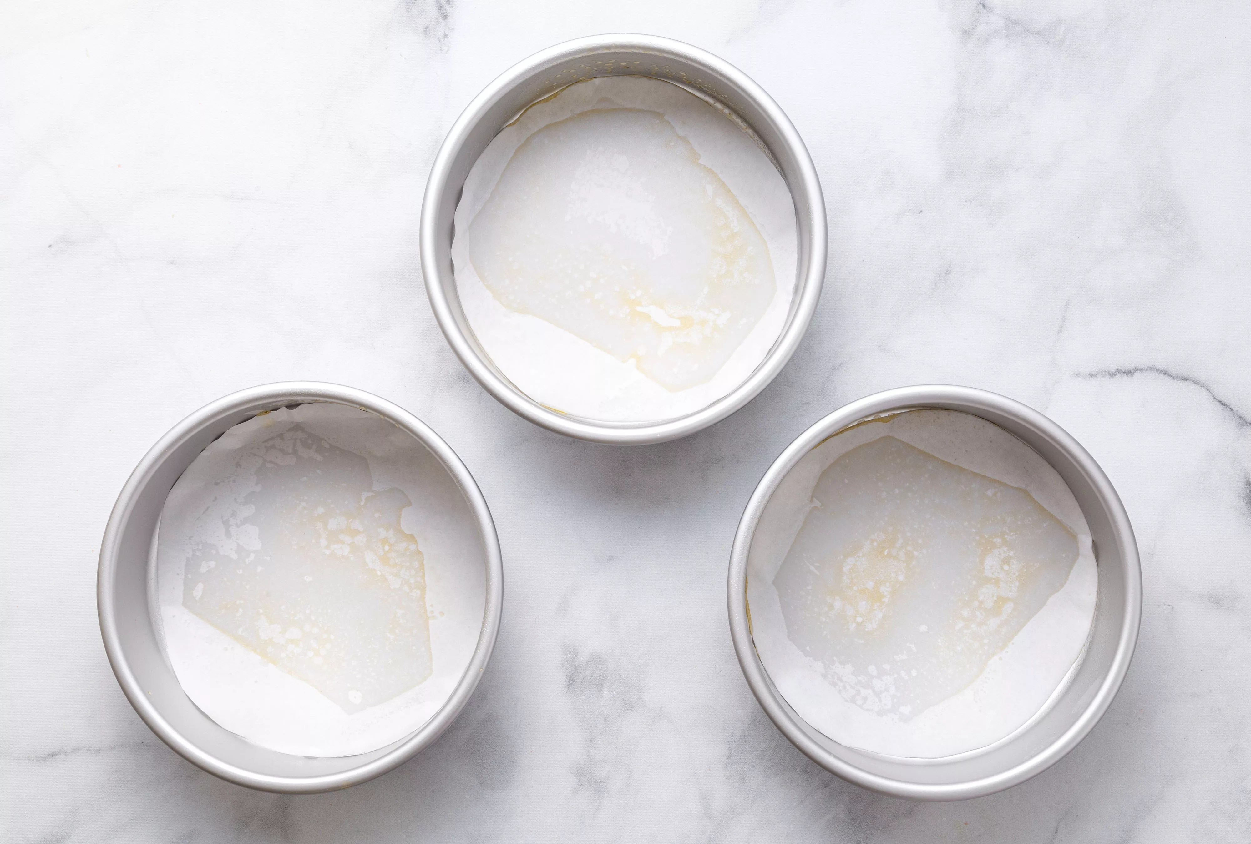 greased cake pans for naked cake