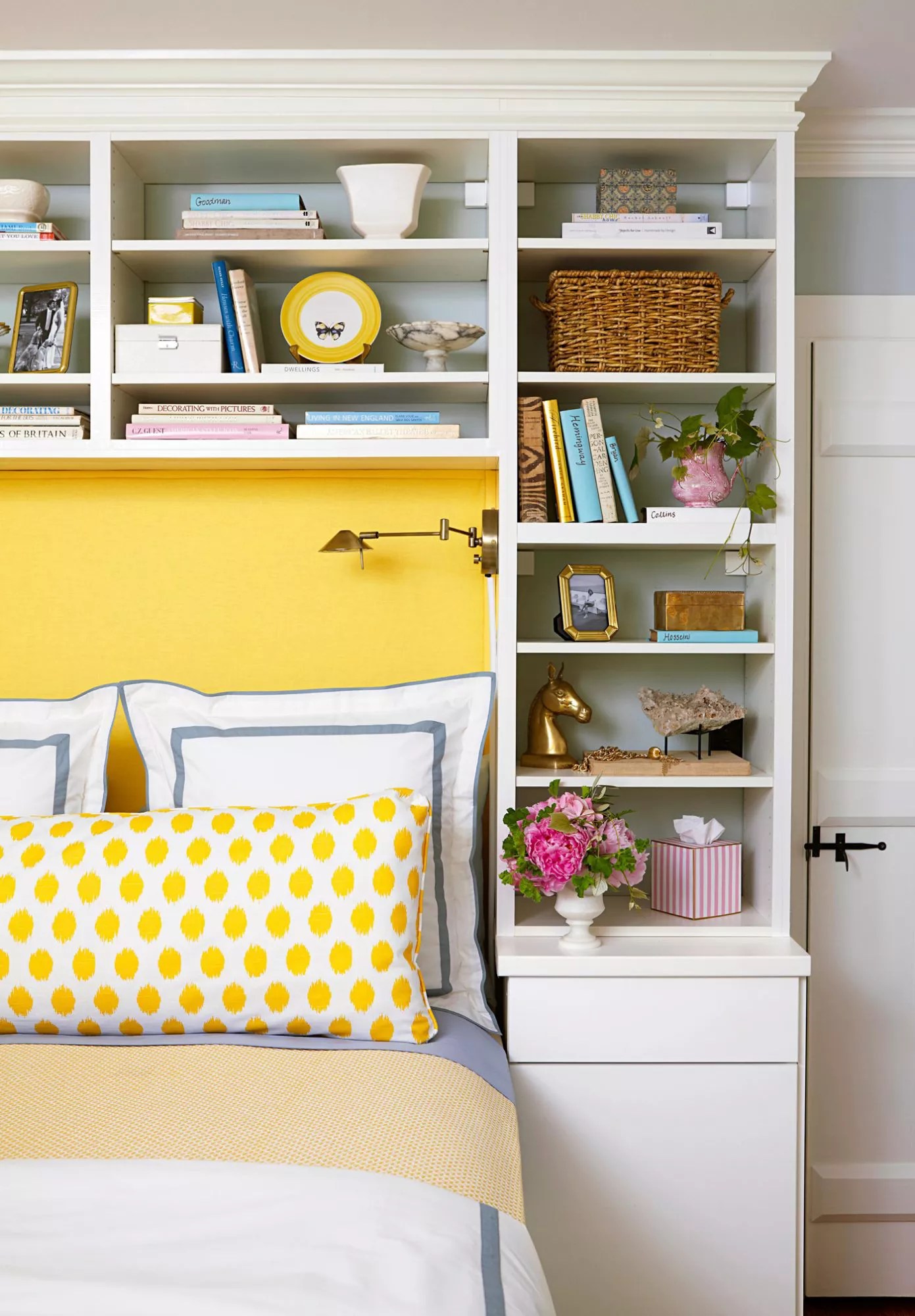 White shelving headboard