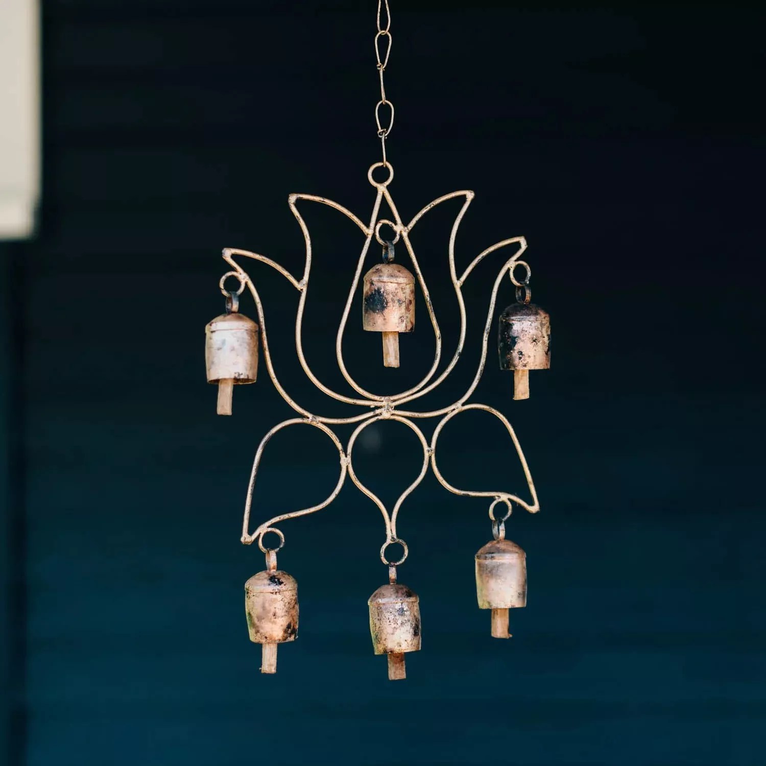 metal lotus shape wind chime