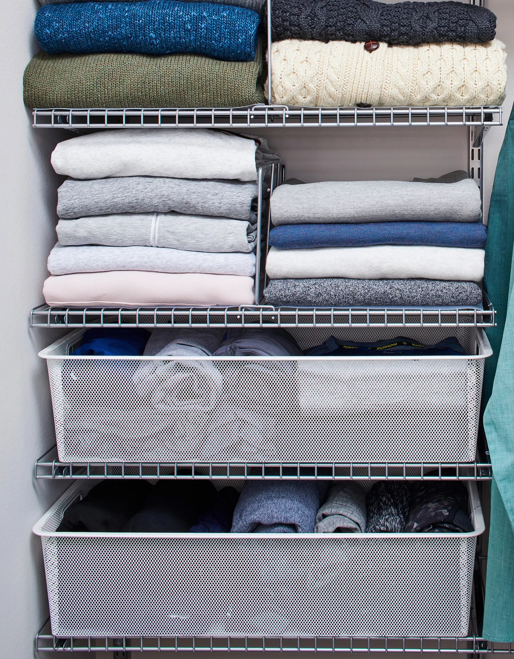 closet with baskets