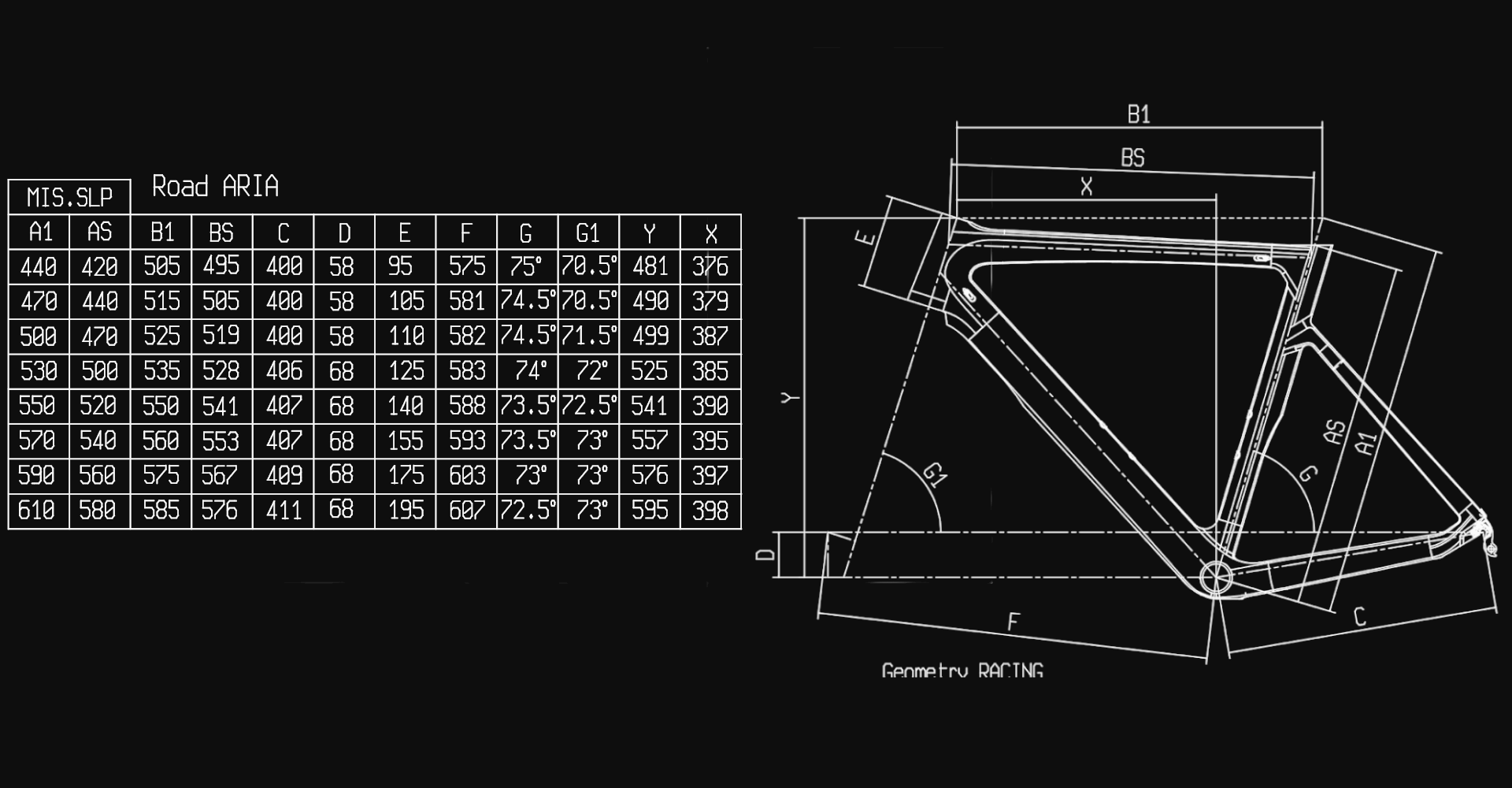 Bianchi Aria Frame Size Guide