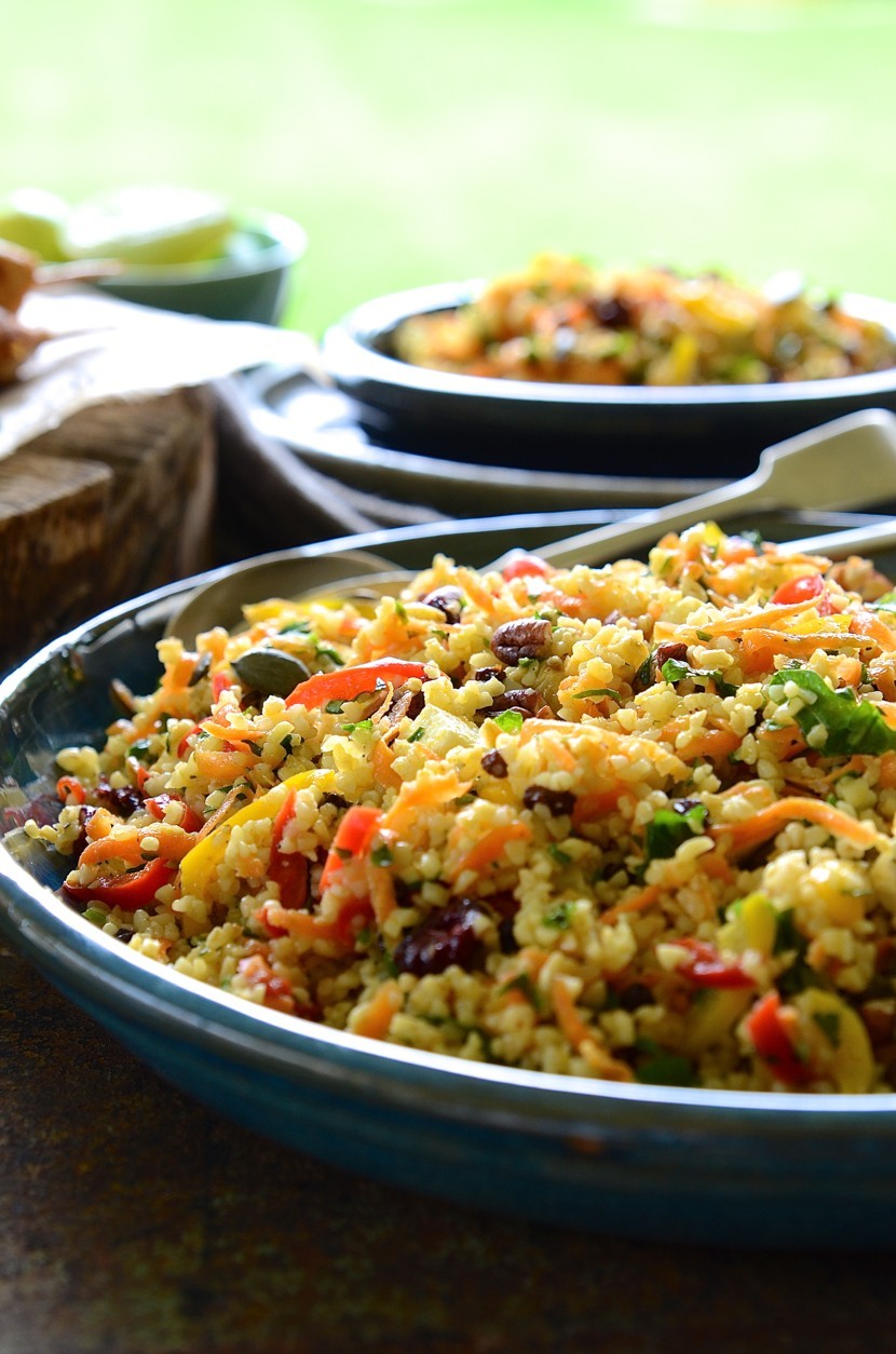Paprika & Coriander Chicken Kebabs Bulgur Wheat Salad