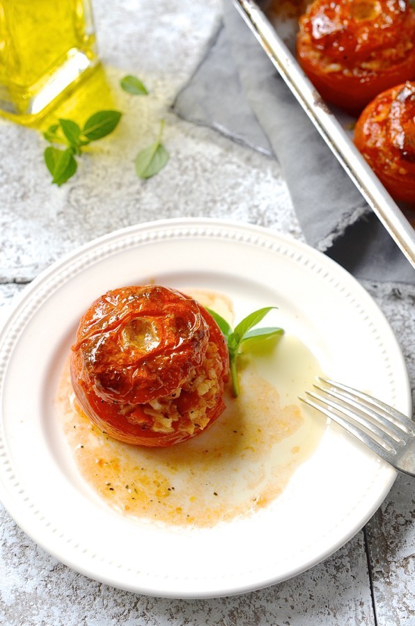 Saffron risotto stuffed tomatoesItalian flavours