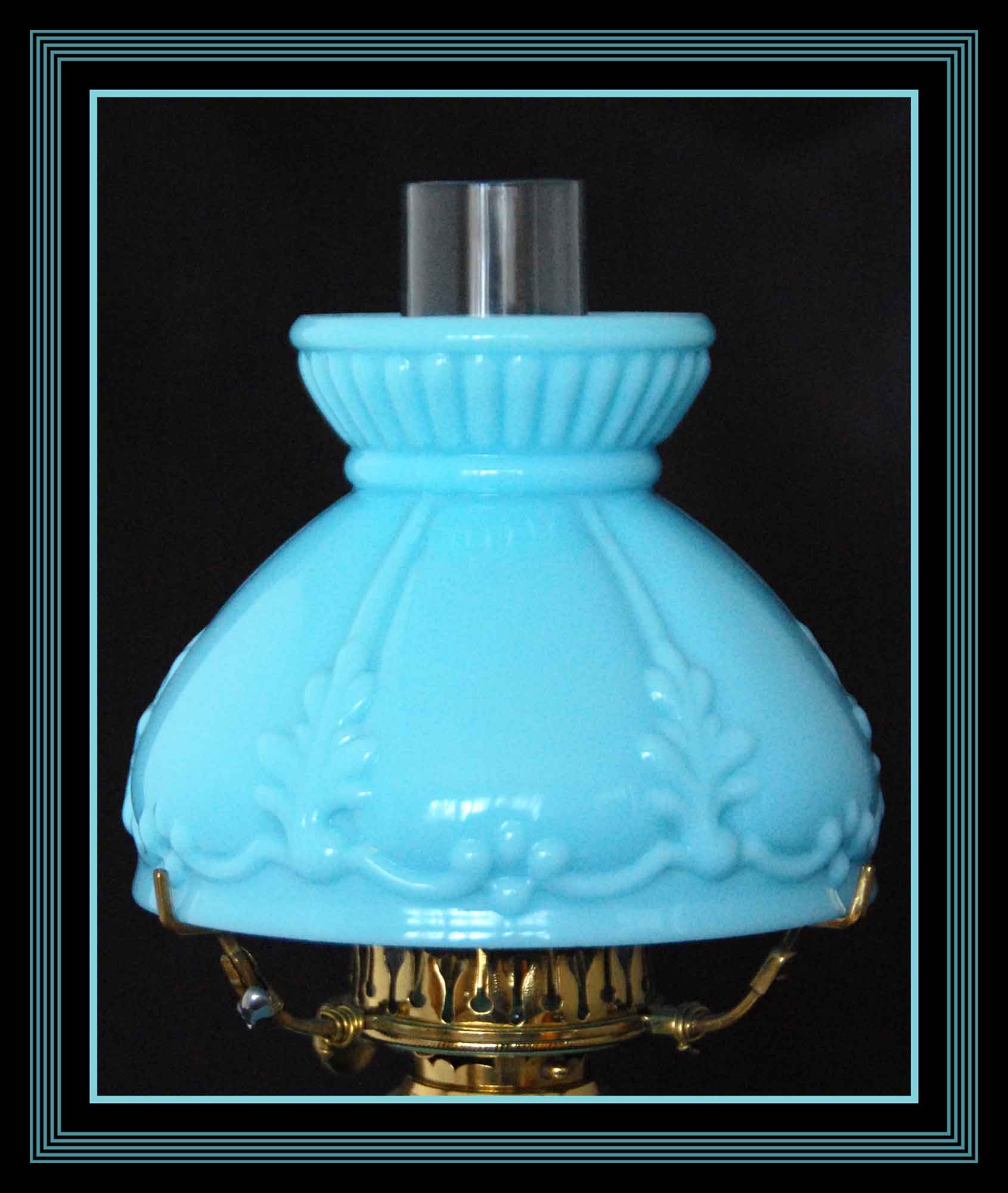 RARE Antique Embossed Blue Milk Glass Miniature Oil Lamp, S1263 eBay