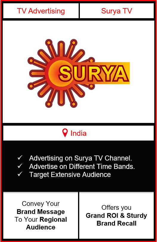 Advertising on Surya TV Channel Surya TV Advertising