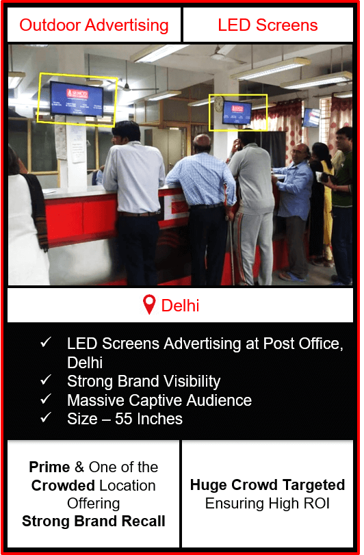 Led Screen Advertising at Post Office in Delhi Post Office Advertising