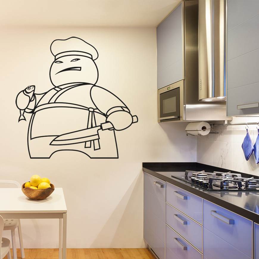Vinilo Dibujo Cocinero para Cocina