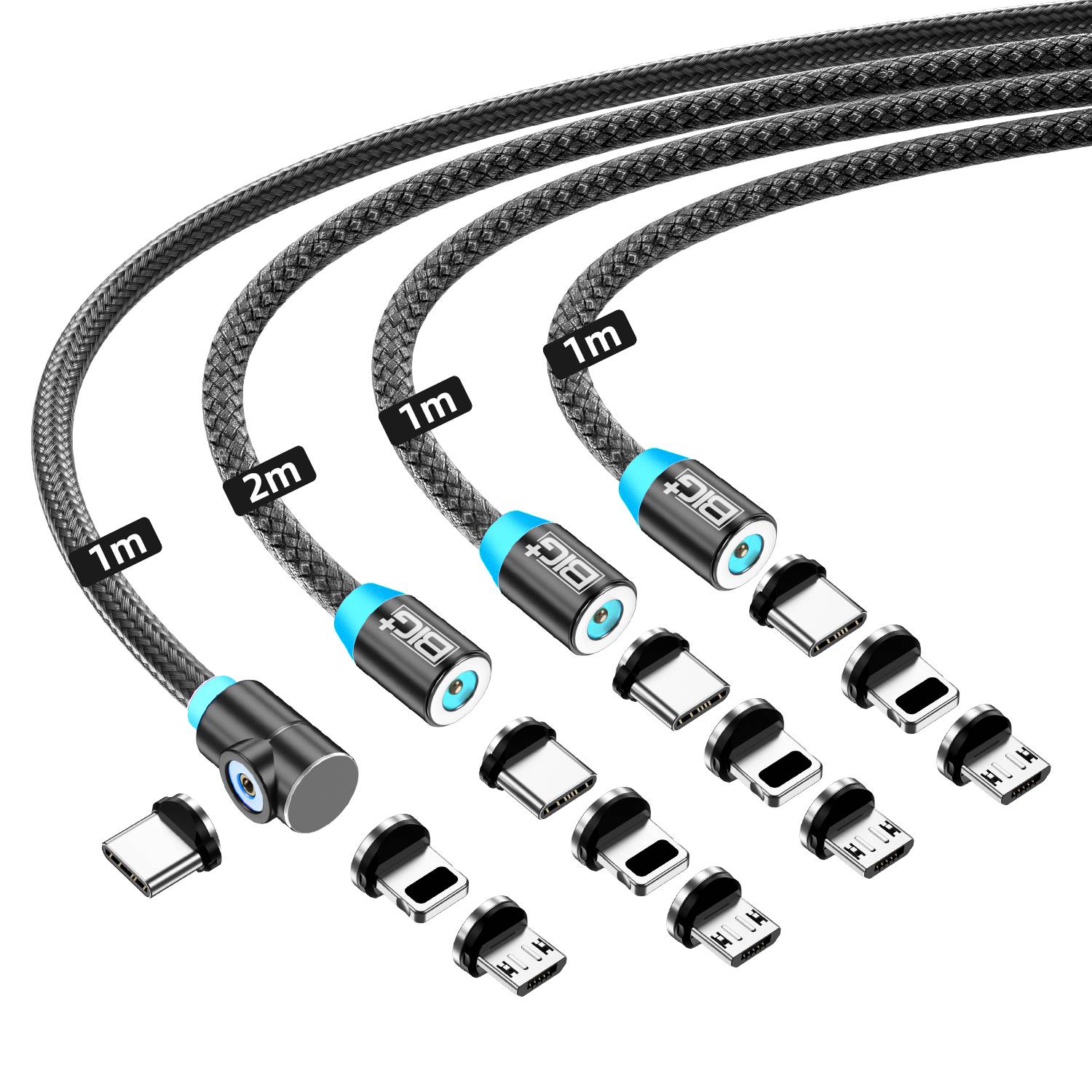 Charging Cable 3in1 Universal Charger 4 Pack (3 x 1M and 1