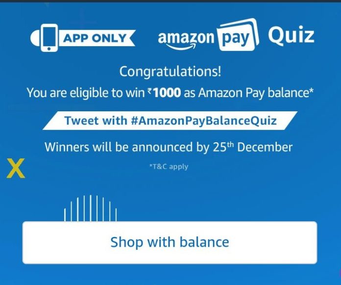 [7 Dec Answers] Amazon Pay Quiz Answer Win Rs 1000 Pay Balance