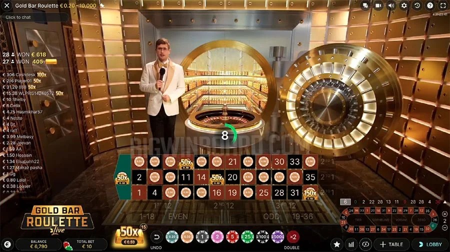 Gold Bar Roulette Live Casino Game by Evolution Gaming