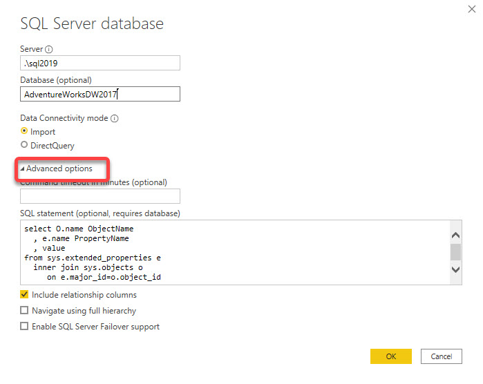 How to query extended properties BI Insight
