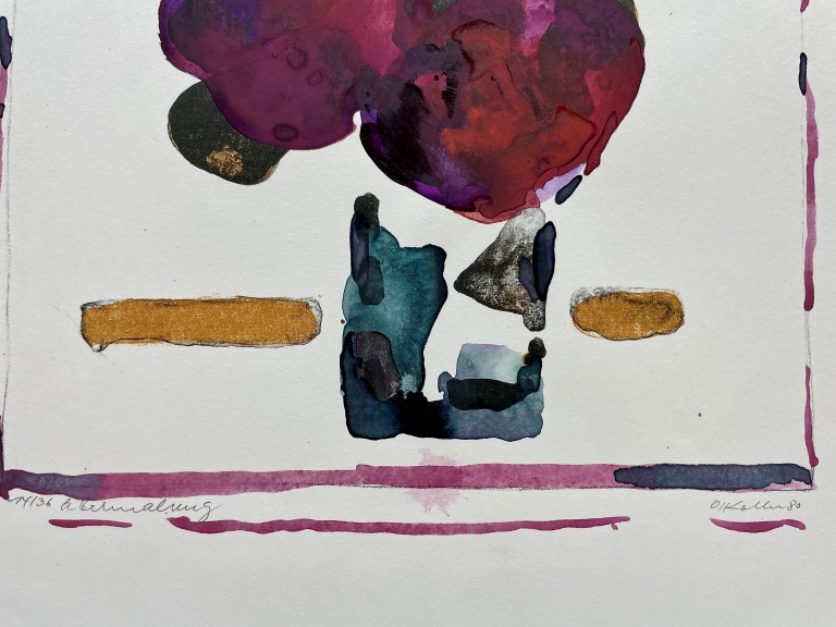 Oskar Koller Blumen mit Braun 1980 Lithographie Auflage 14/36