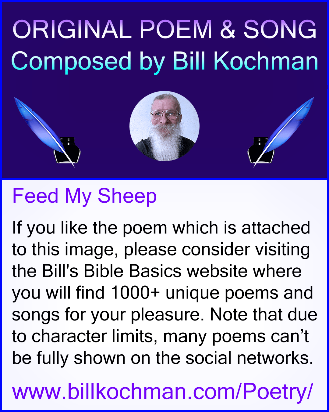 FEED MY SHEEP — a poem by Bill Kochman Bill's Bible Basics Blog