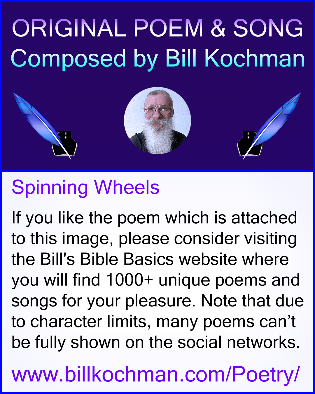 SPINNING WHEELS — a poem by Bill Kochman Bill's Bible Basics Blog