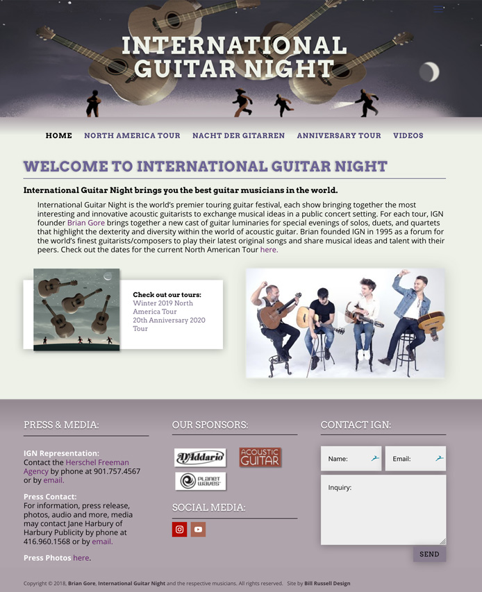 International Guitar Night site Bill Russell Design Blog