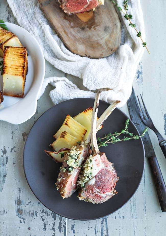 Roasted Rack of Lamb Recipe with Herb Bread Crumbs Billy Parisi