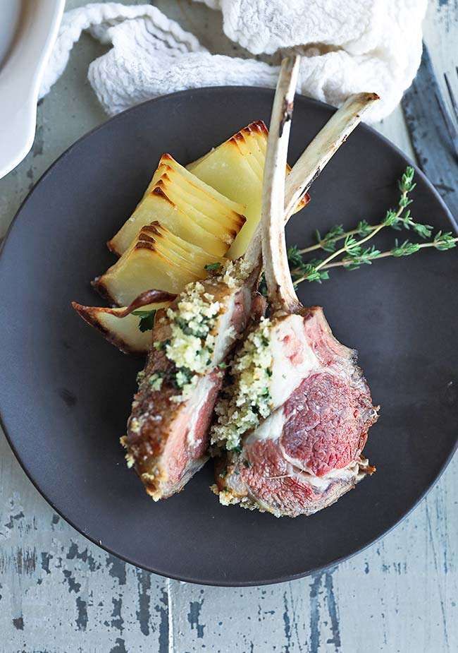 Roasted Rack of Lamb Recipe with Herb Bread Crumbs Billy Parisi