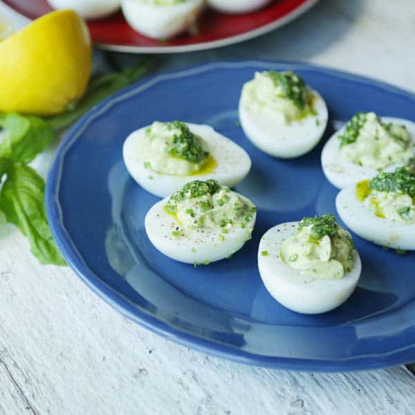 Pesto Deviled Eggs Without Mayo Chef Billy Parisi