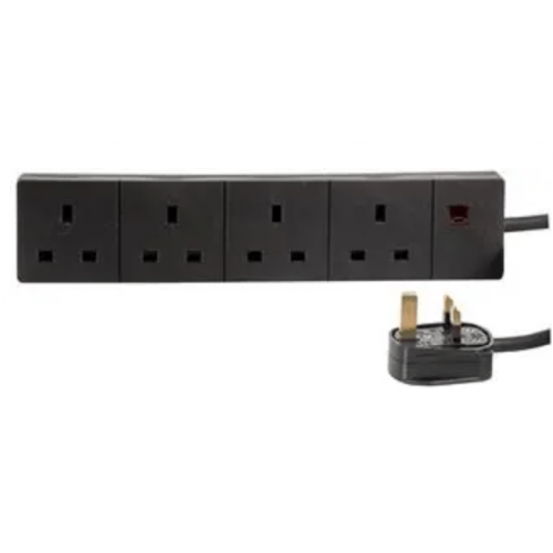 4 Gang Extension Black 0.5m Lead 230VAC