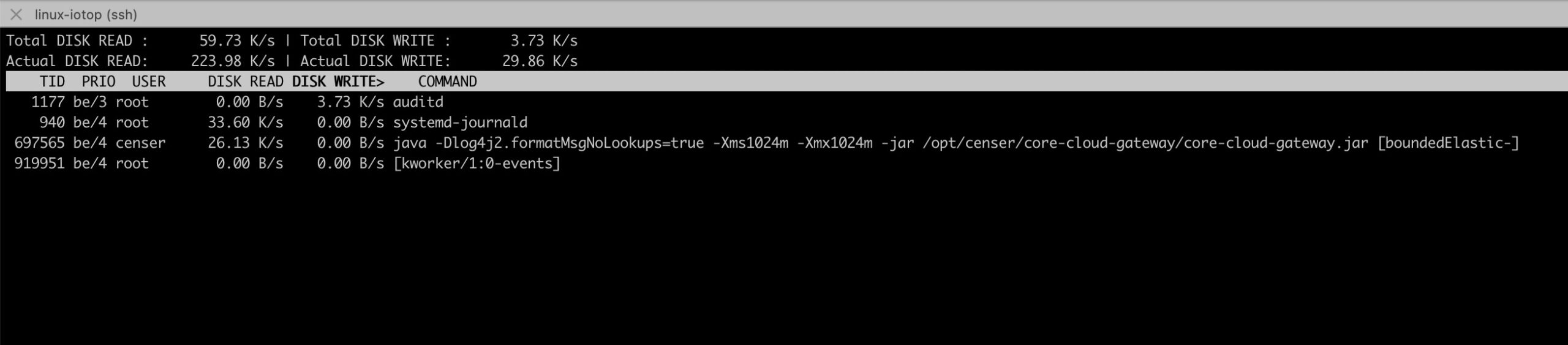 Examples of "iotop" command in Linux Monitor disk input/output per