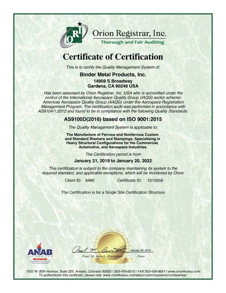 Binder Metal Products,Inc