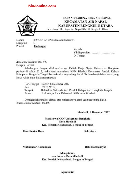 Contoh Surat Undangan Rapat Musyawarah Desa Nusagates