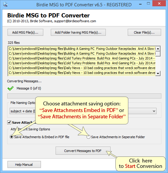MSG to PDF Converter to Print MSG Files to PDF with attachments in Batch