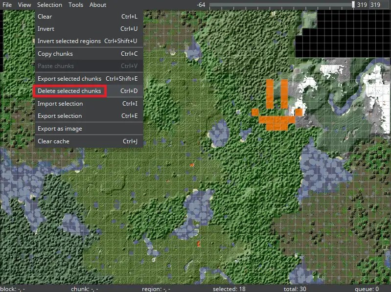 How to Delete Chunks using MCA Selector