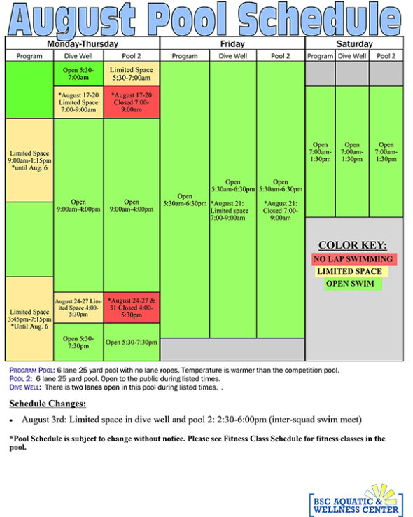 Pool Schedule Bismarck Parks & Recreation