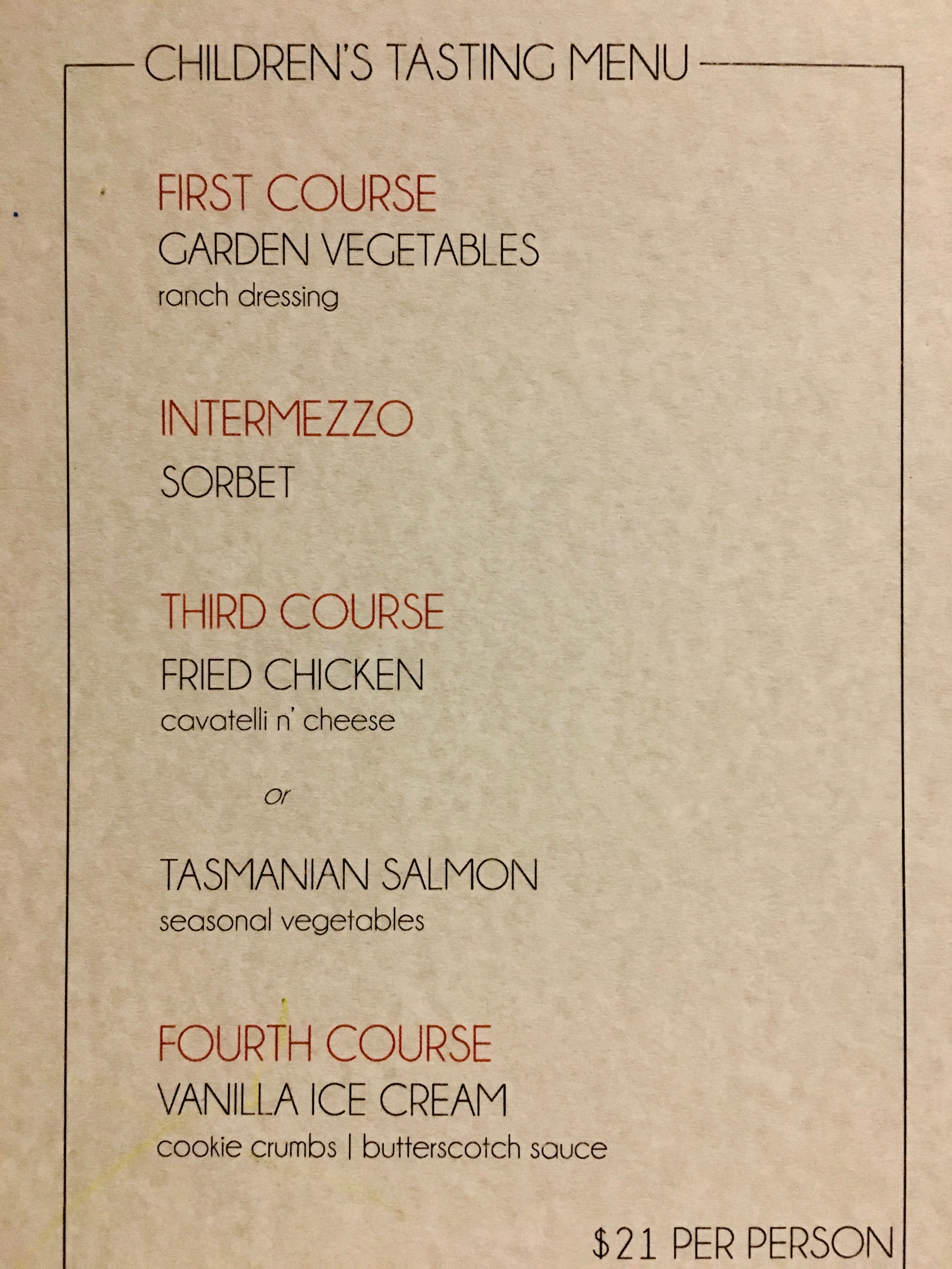 Powder, Waldorf Astoria, Park City Utah A Children's Tasting Menu