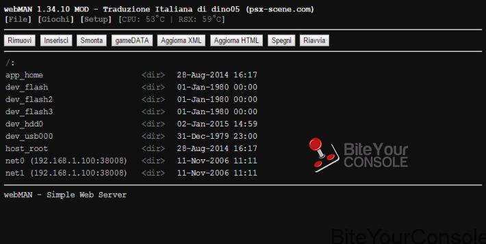 [Scena PS3] Rilasciato webMAN Mod v1.34.10 BiteYourConsole