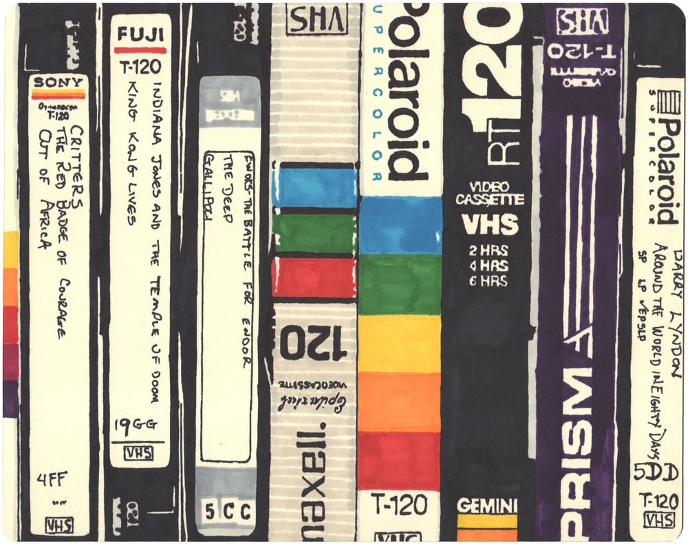 A Tribute To The VHS Tapes Of The '80s [12 Drawings]