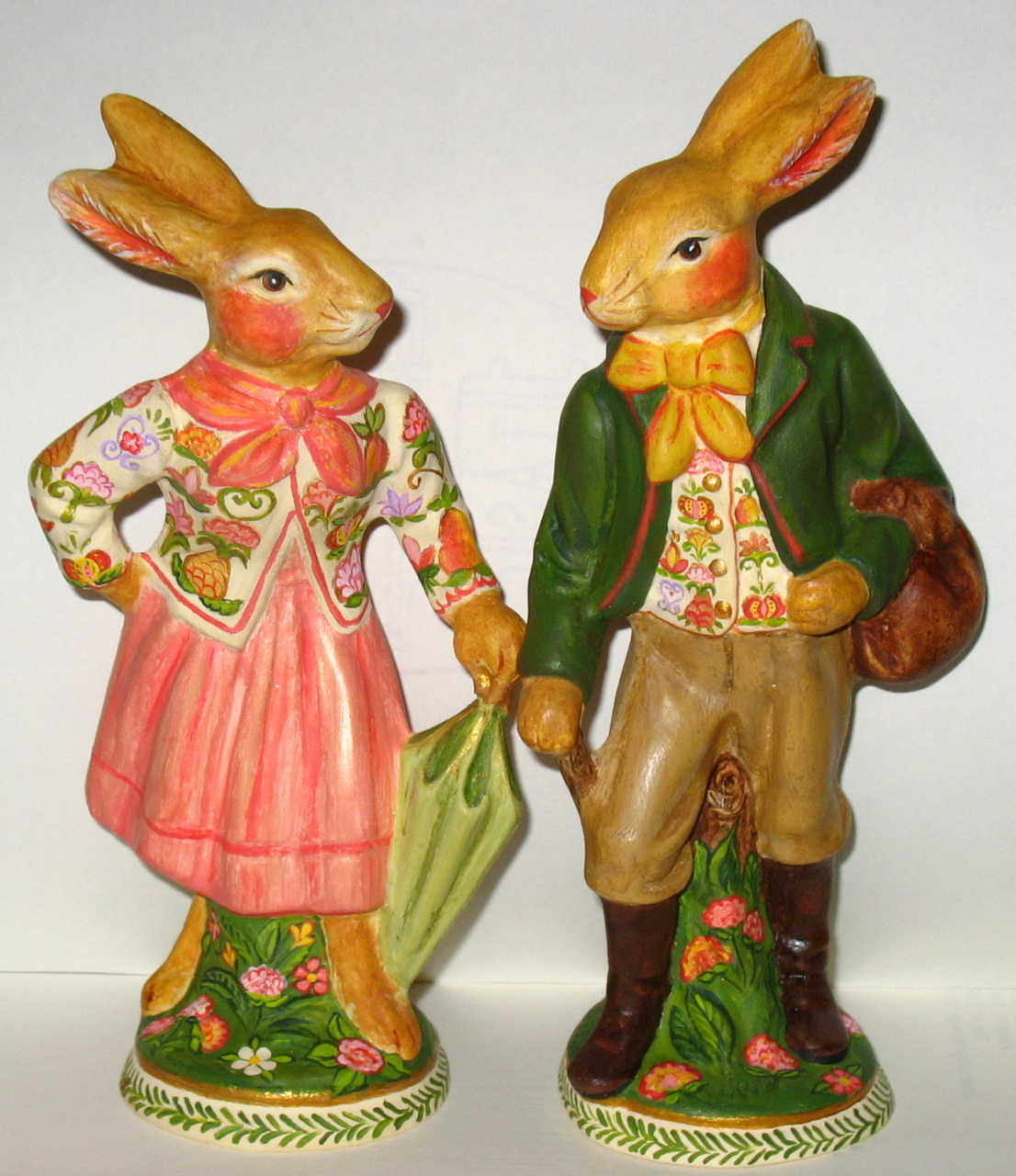 Chocolate Mold Chalkware Handmade Bunny Rabbit Bavarian Couple R244