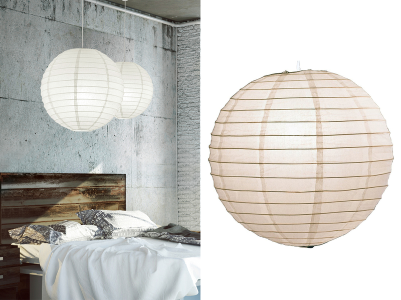 Trio AbatJour Lampion Papier parapluie blanc Ø 50 cm, pendule Lampe