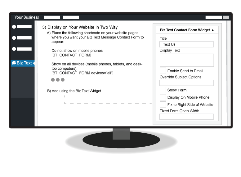 Text Message Contact Form for WordPress by Biz Text SMS Biz Text